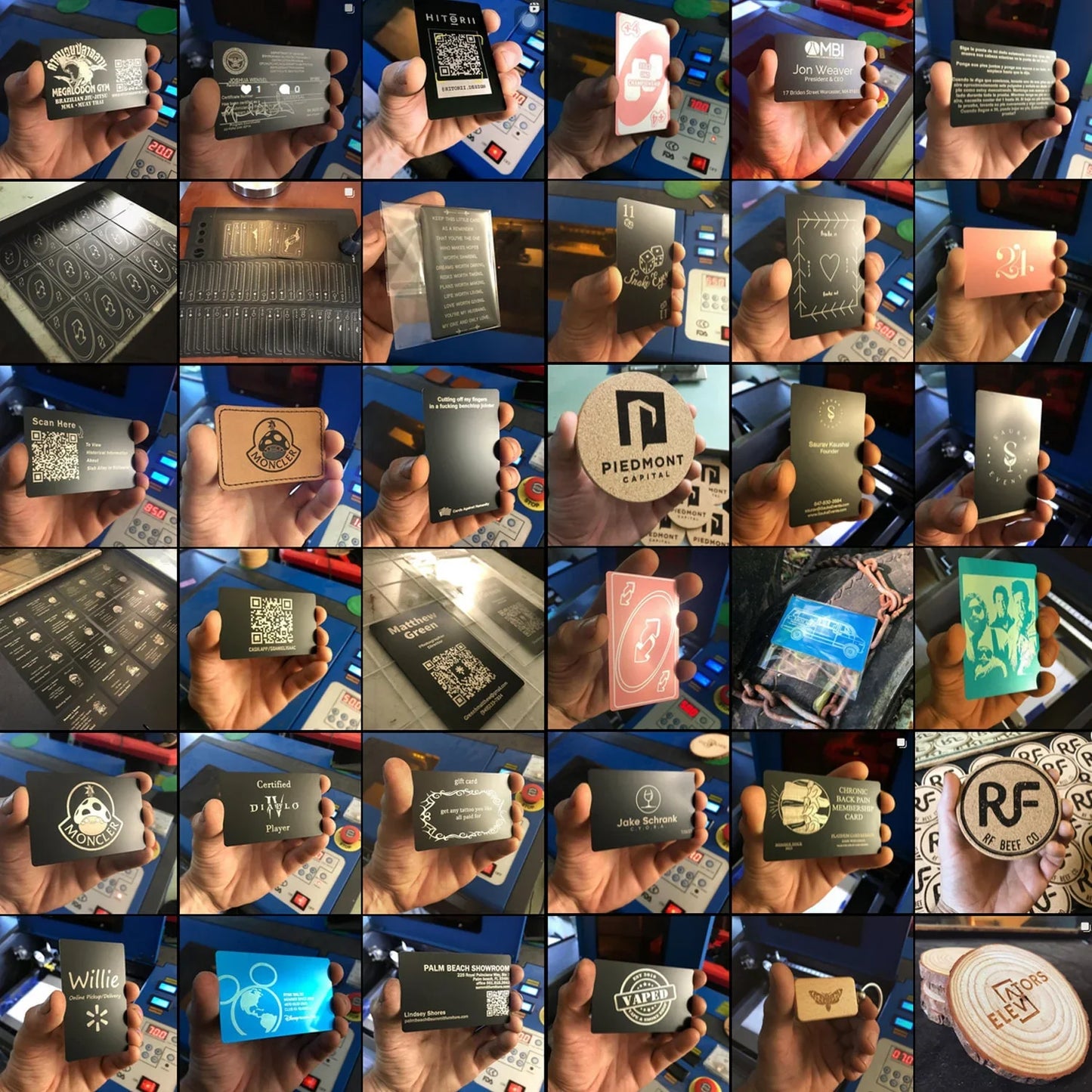 Collage of laser engraved products