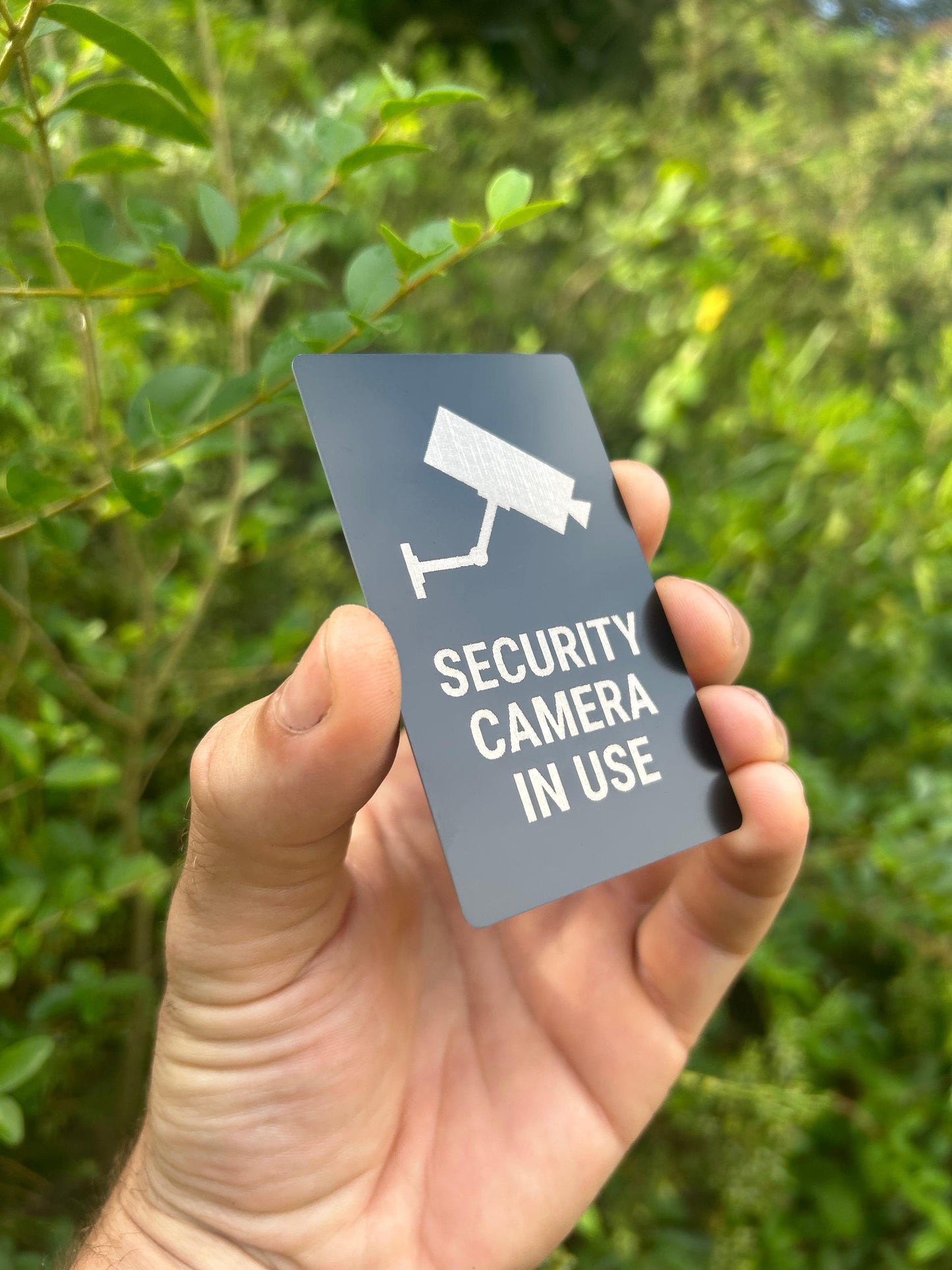 Security Camera in Use Metal Sign – Laser Engraved Surveillance Warning Plaque (Indoor/Outdoor)