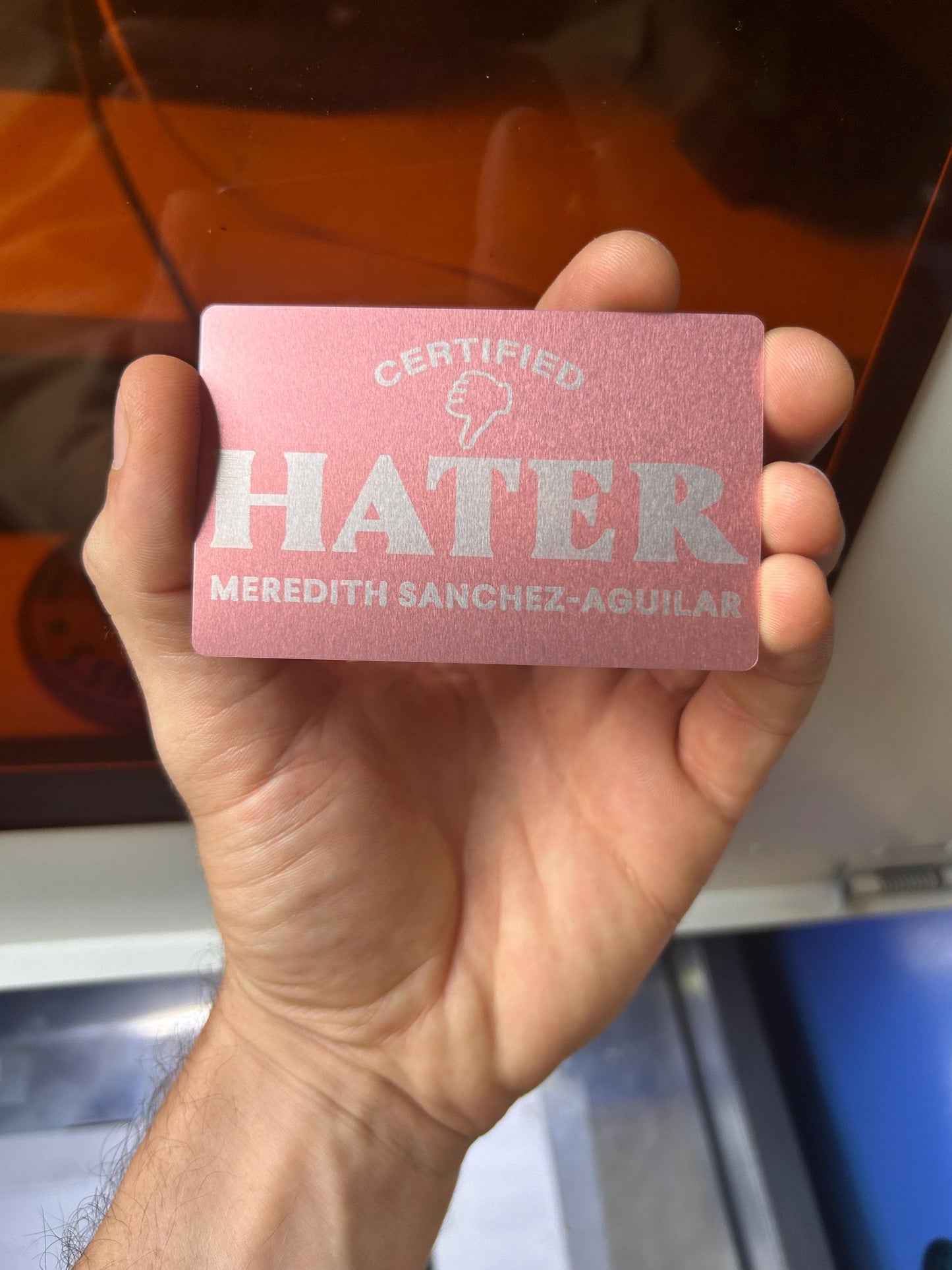 Certified “HATER” Metal ID Card – Personalized Funny Gag Gift