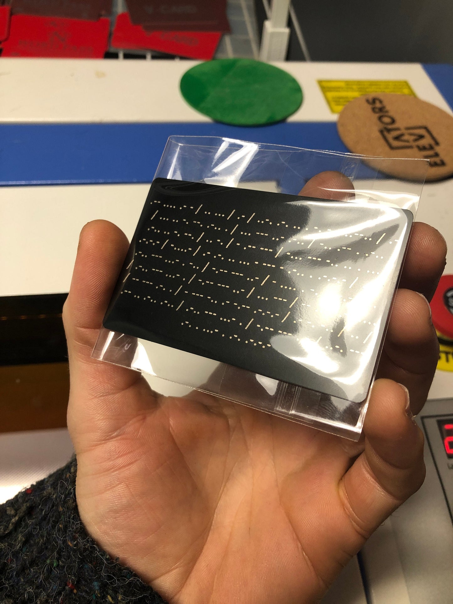 laser engraved metal morse code secret decoder message card