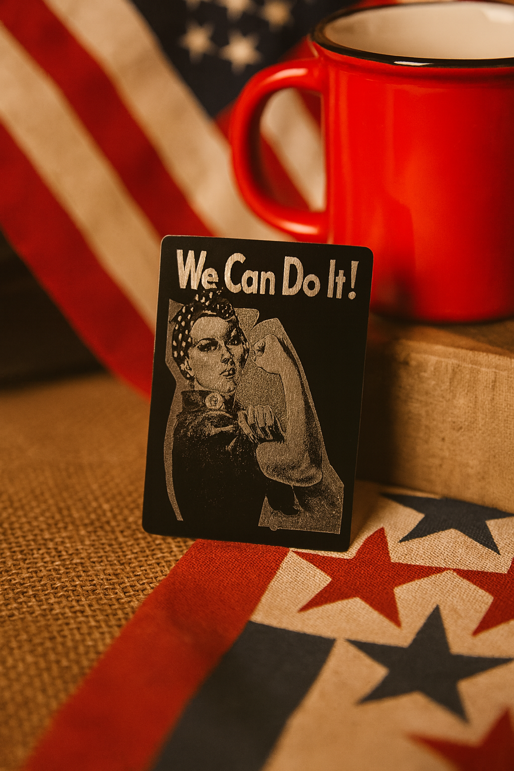 Laser engraved metal keepsake card We Can Do It, inspirational gifts for her