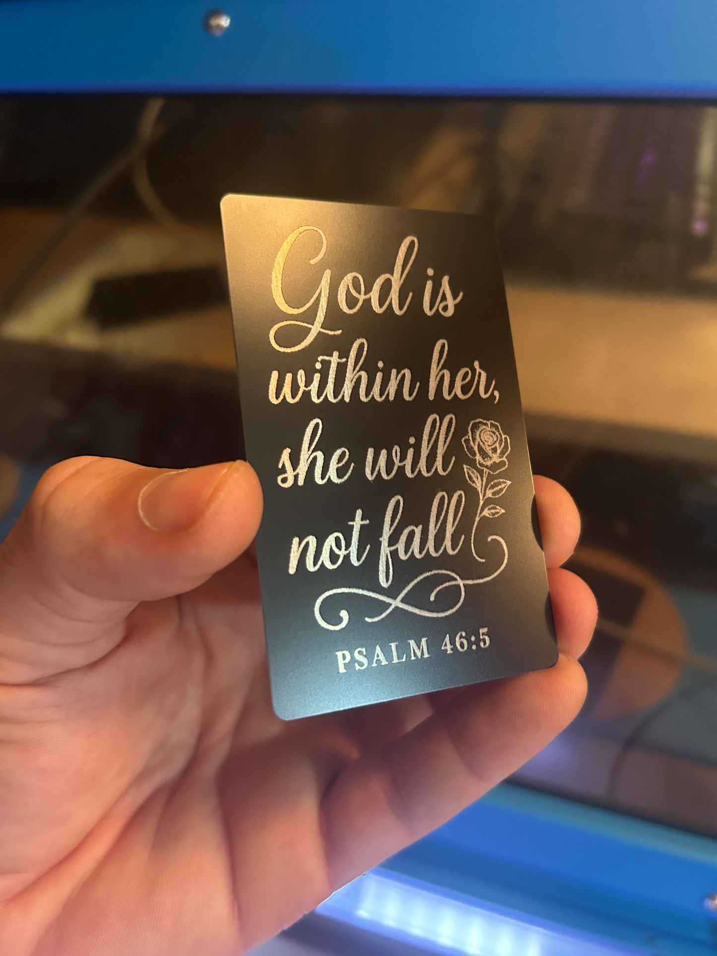 Laser engraved wallet sized keepsake card anodized aluminum inspirational faith inspired gifts