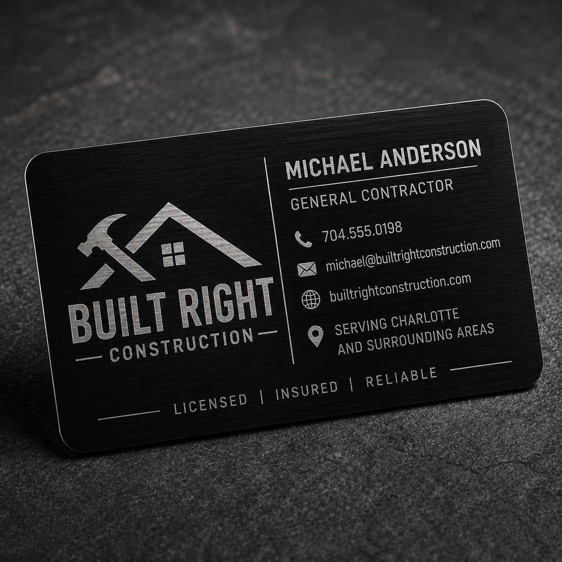 Contractor metal business card