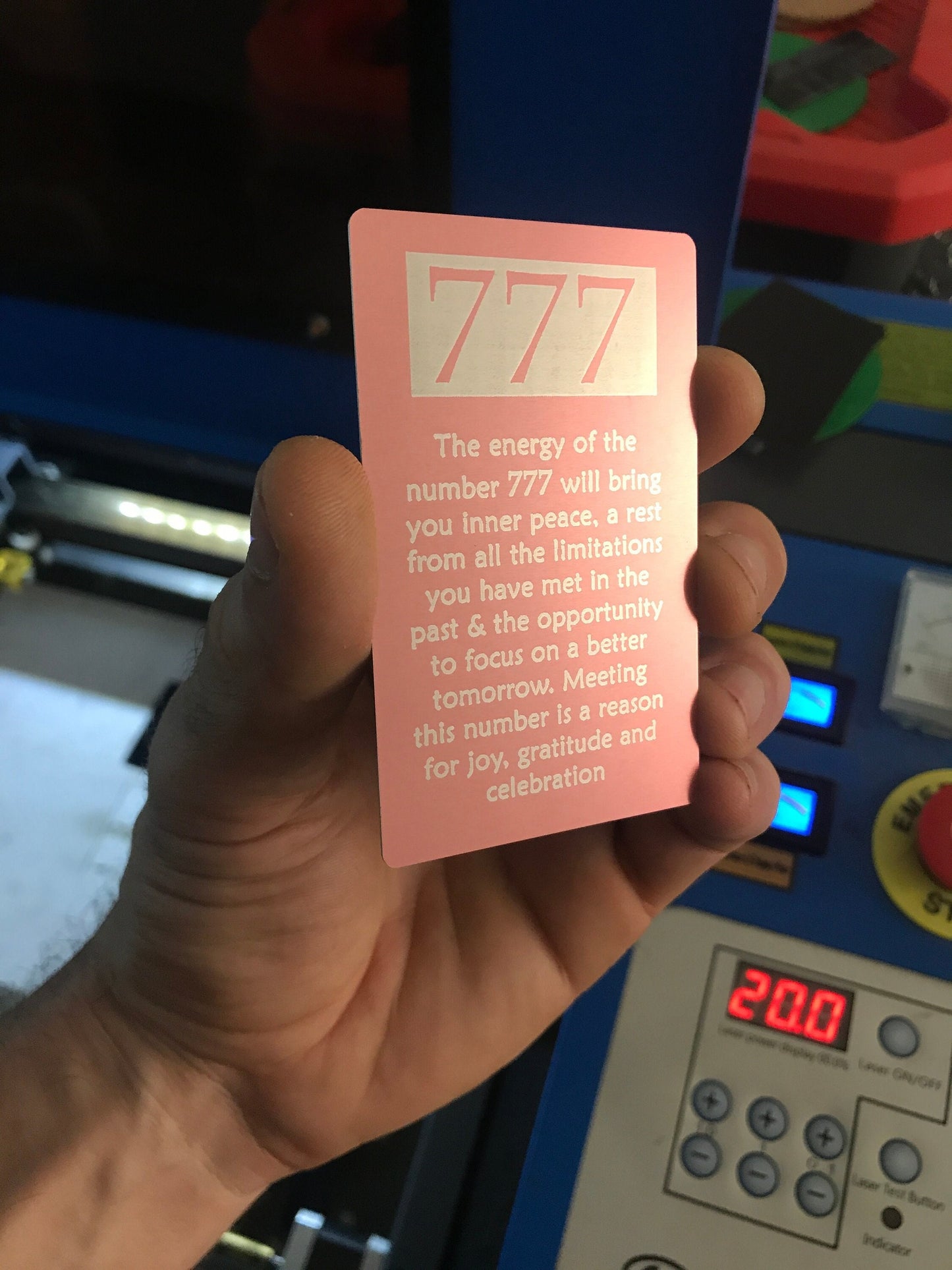 metal spiritual energy gematria laser engraving novelty gift card