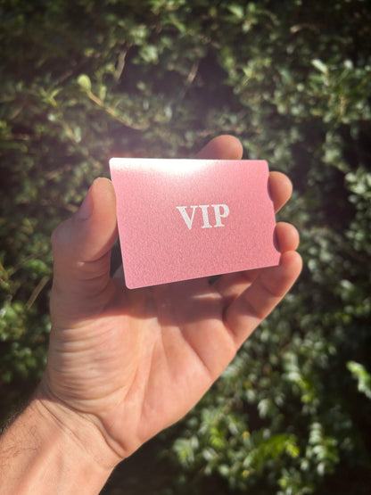 Rose gold VIP card laser engraved in anodized aluminum