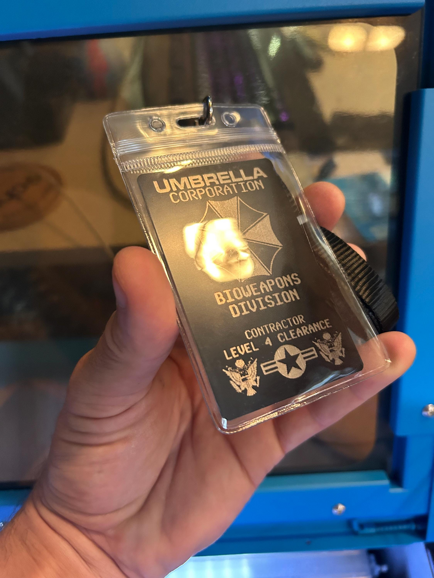 Plastic sleeve lanyard example with Gaming Gift product example