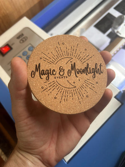 Engraved coasters for event company