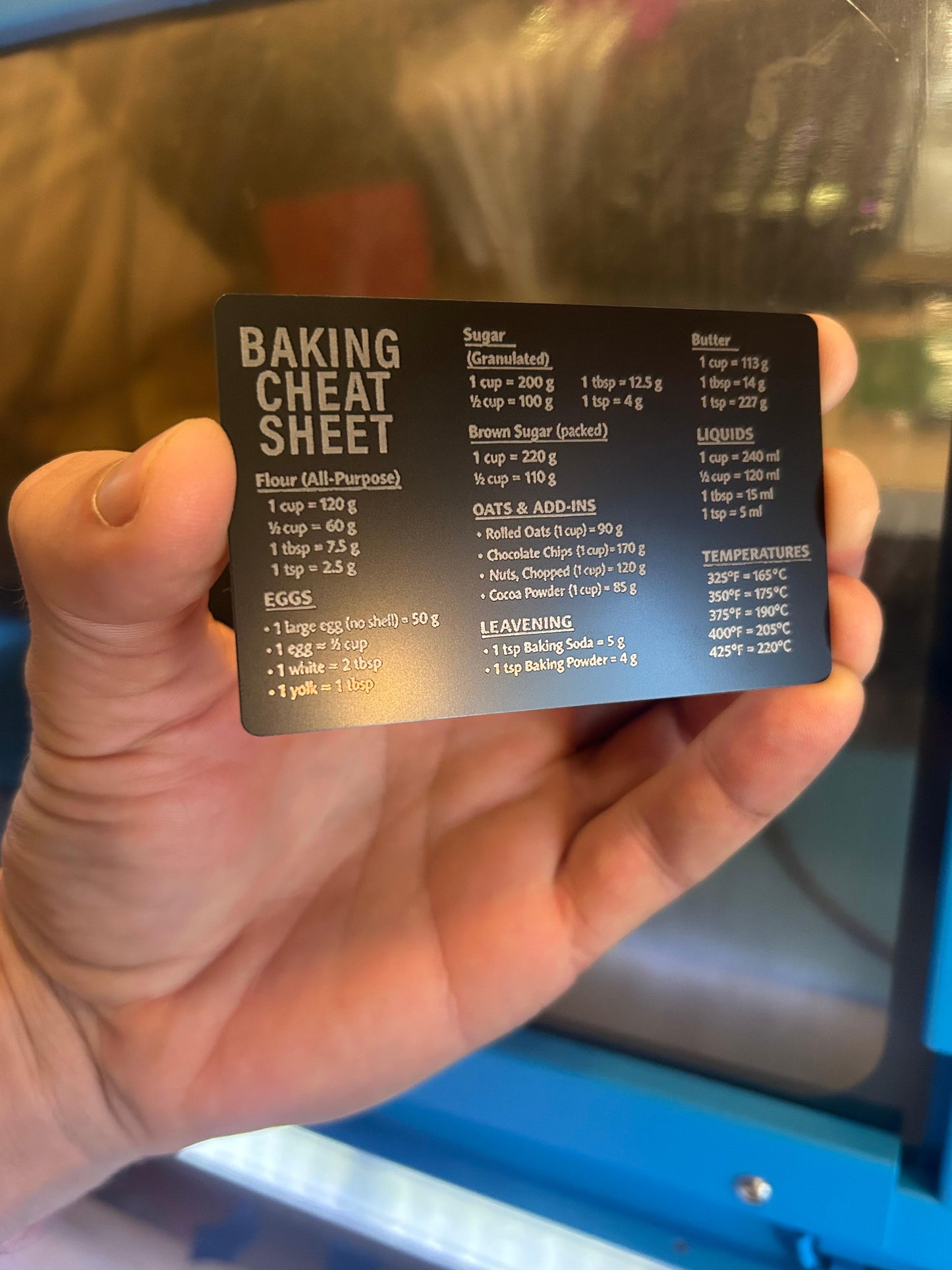 Metal baker's conversion reference card