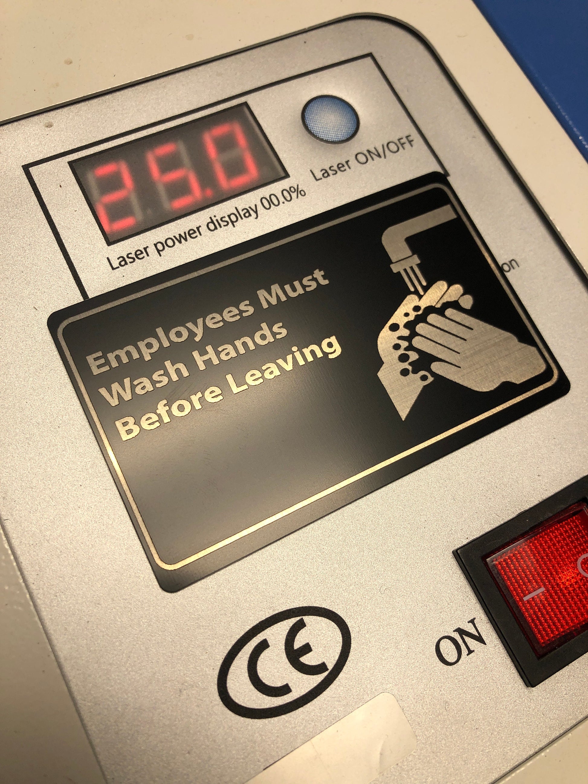 metal laser engraved employees must wash hands mini signage
