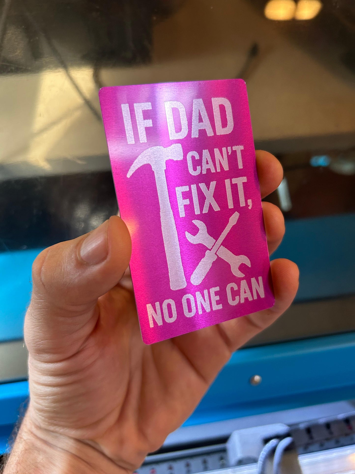 Metal "If Dad Can't Fix It, No One Can" laser engraved keepsake card