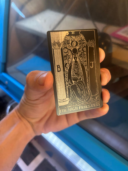 Metal "The High Priestess" tarot card