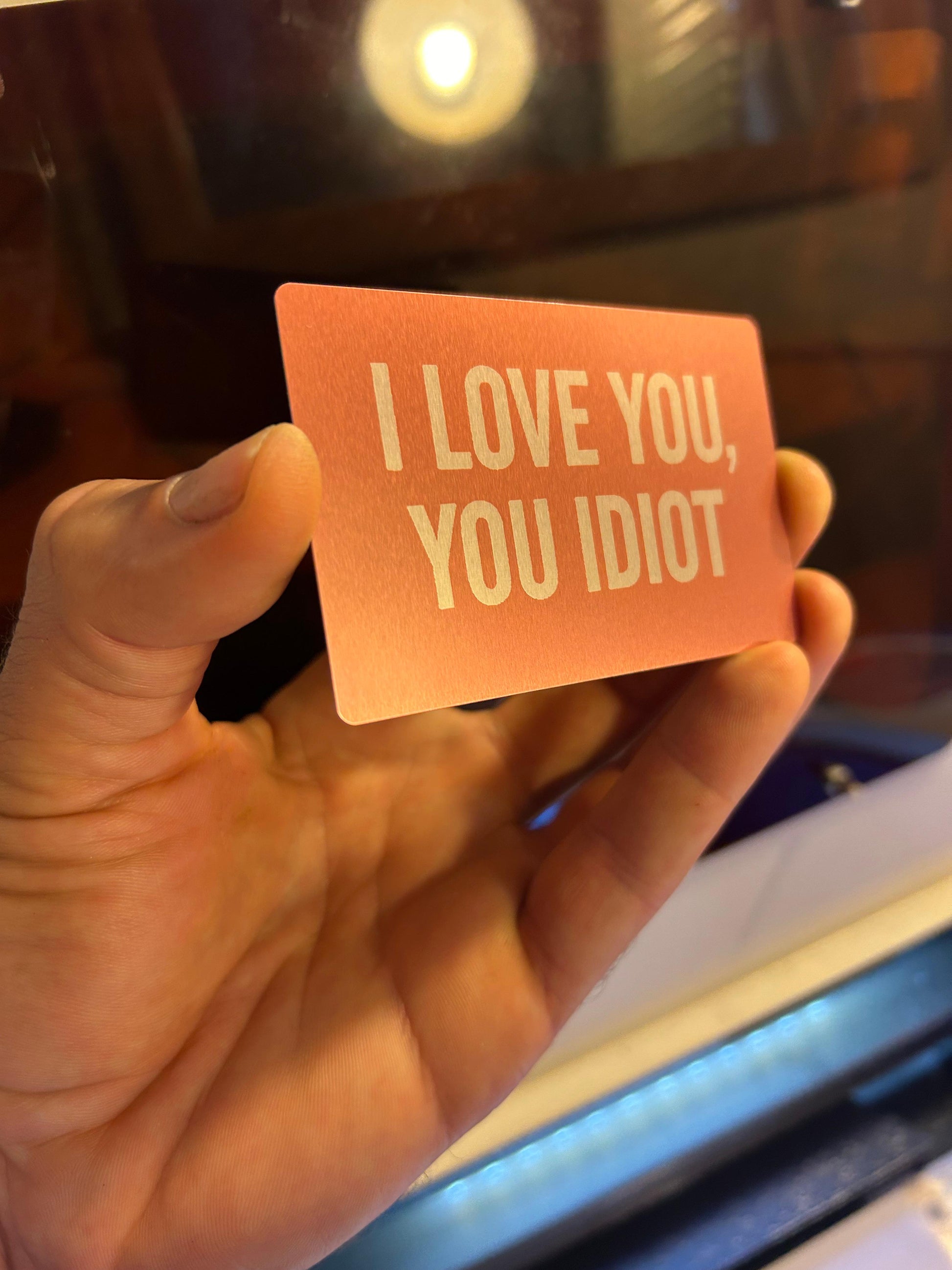 Metal cute romantic keepsake I Love You card