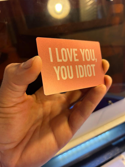 Metal cute romantic keepsake I Love You card