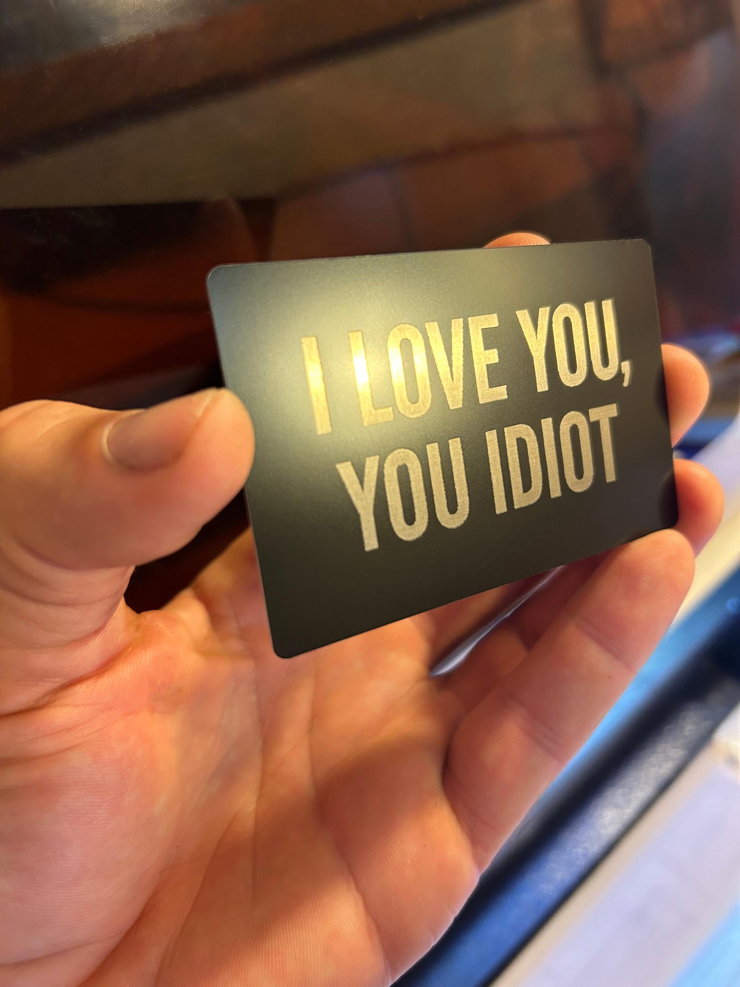Metal I love you, you idiot keepsake card