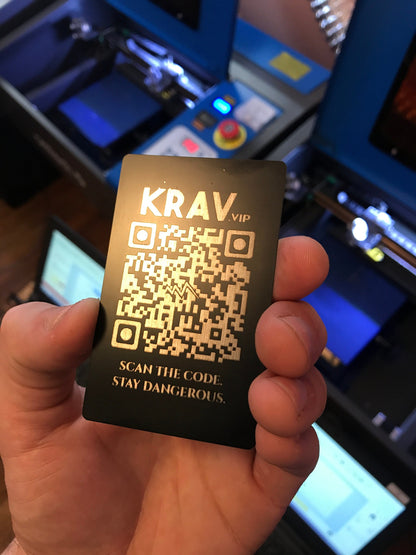 Personalized Scannable QR Code Black Aluminum Cards - Custom Metal Barcode Links