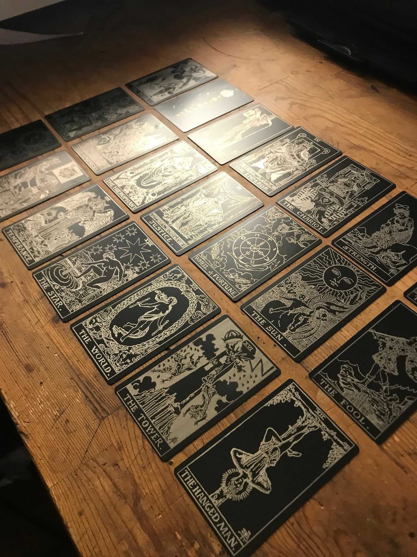 Metal "The Devil" Tarot Card Laser Engraved Keepsake | Surreal Spiritual Divination Tools Spooky Gift Card