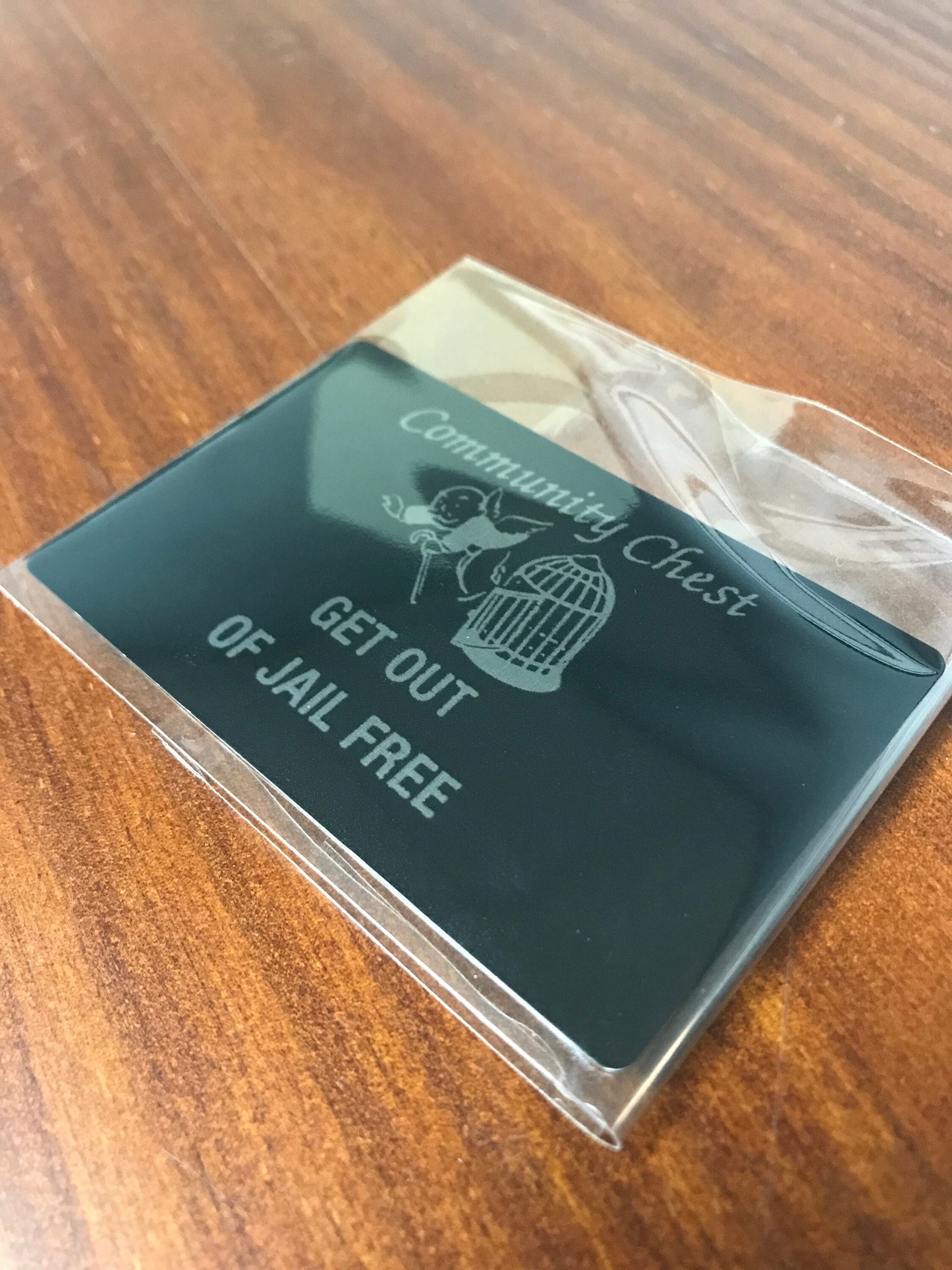 Laser Engraved Aluminum Community Chest Card - Funny Jail Get Out Gift
