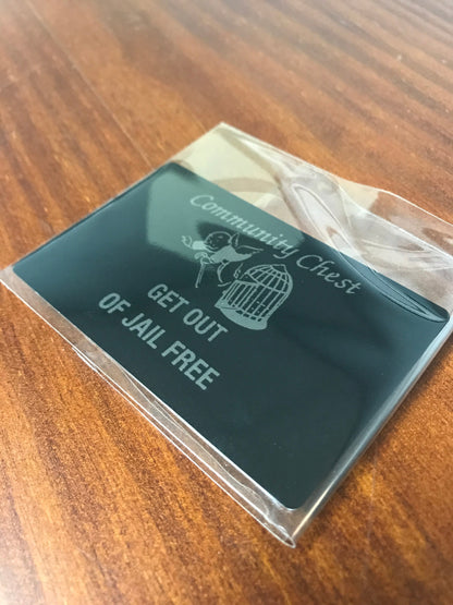 Laser Engraved Aluminum Community Chest Card - Funny Jail Get Out Gift