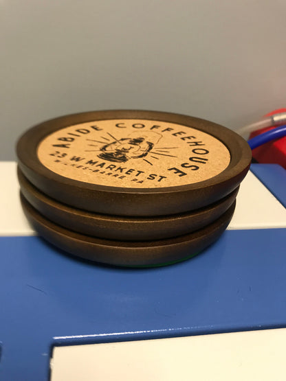 Personalized 5" Premium Wood/Cork Drink Coasters, Custom Art/Text
