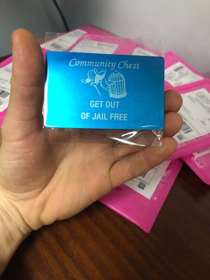 Laser Engraved Aluminum Community Chest Card - Funny Jail Get Out Gift