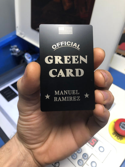 Metal Green Card *Your Name Here* Custom Gift, Laser Engraved Immigration Joke for Friends Family Coworker | Personalized | Fast Shipping