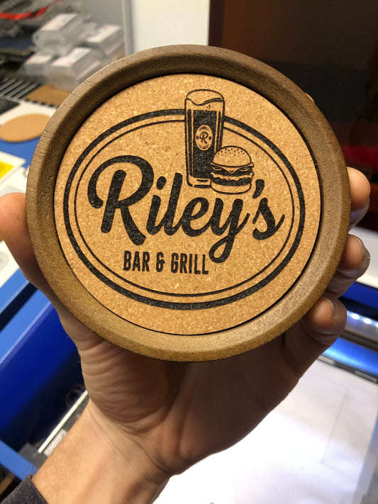 Personalized 5" Premium Wood/Cork Drink Coasters, Custom Art/Text