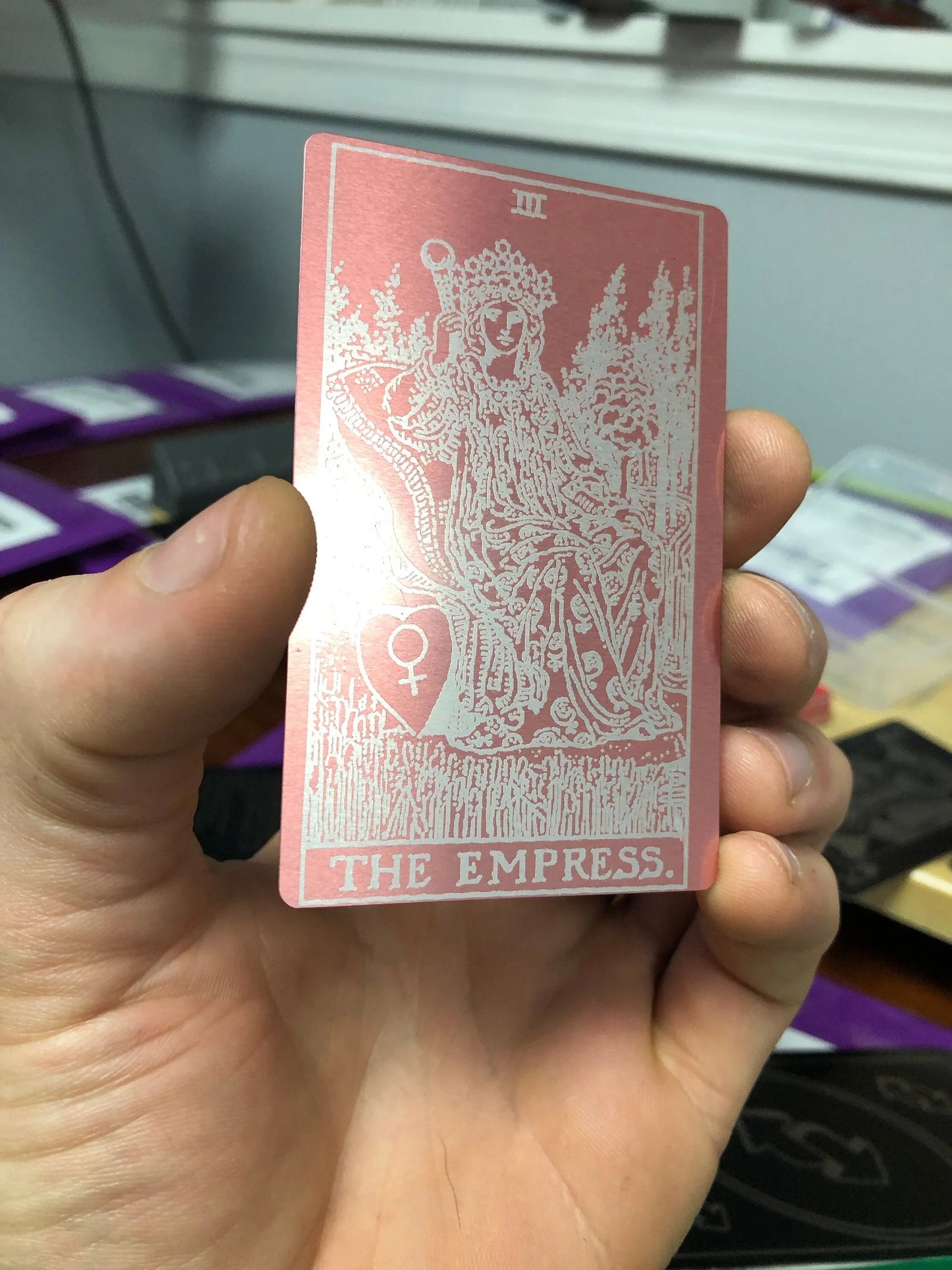 The Empress Metal Tarot Card — Laser Engraved Anodized Aluminum Keepsake | Esoteric Spiritual Reader Gift | Tarot Single
