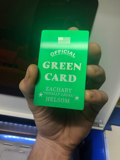 Metal Green Card *Your Name Here* Custom Gift, Laser Engraved Immigration Joke for Friends Family Coworker | Personalized | Fast Shipping