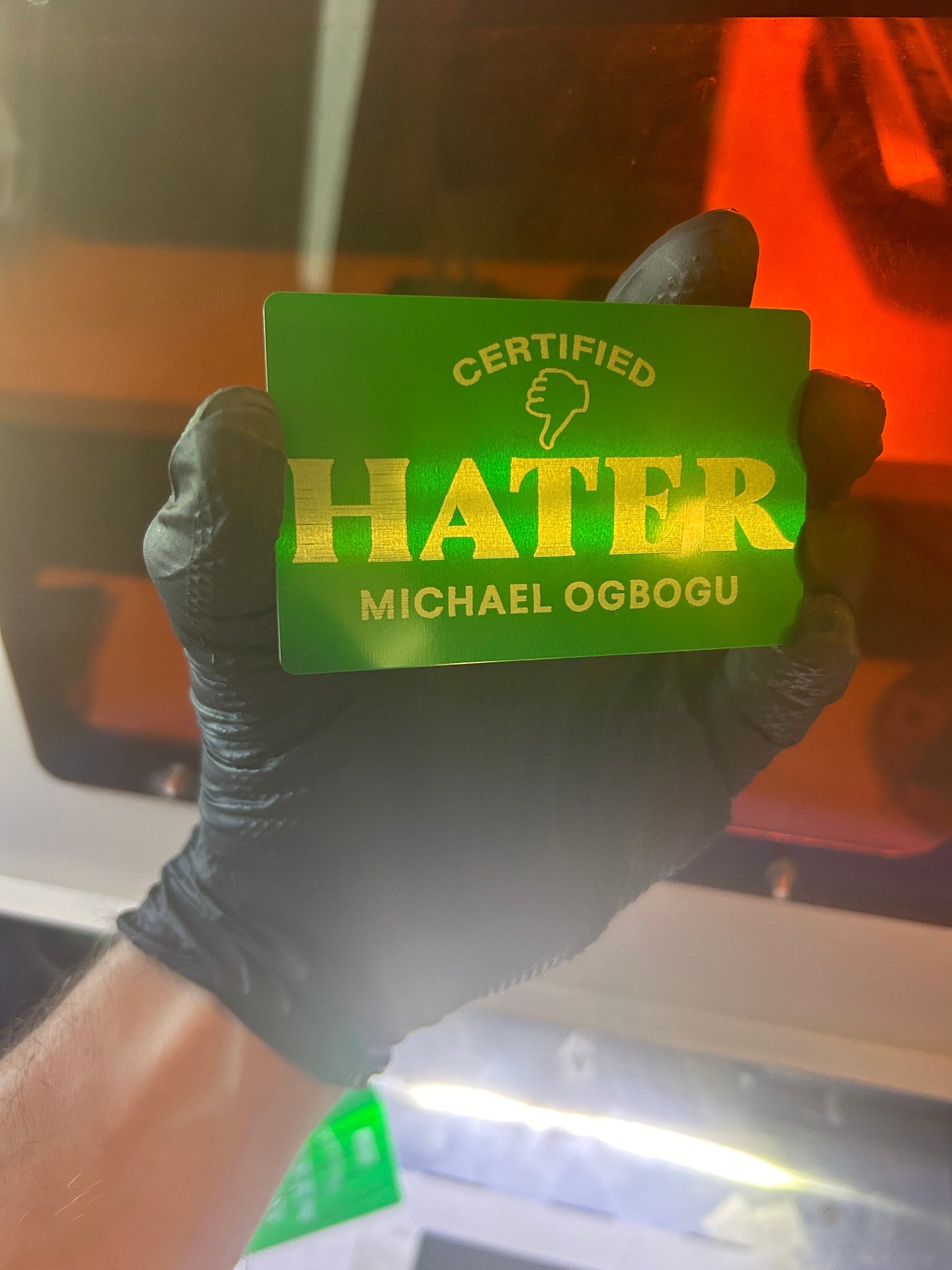 Certified “HATER” Metal ID Card – Personalized Funny Gag Gift