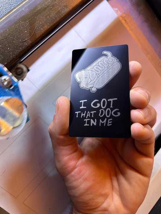 Hot Dog Meme Custom Engraved Metal Gag Gift Card - Funny Friendsgiving