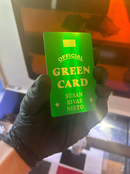 Metal Green Card *Your Name Here* Custom Gift, Laser Engraved Immigration Joke for Friends Family Coworker | Personalized | Fast Shipping