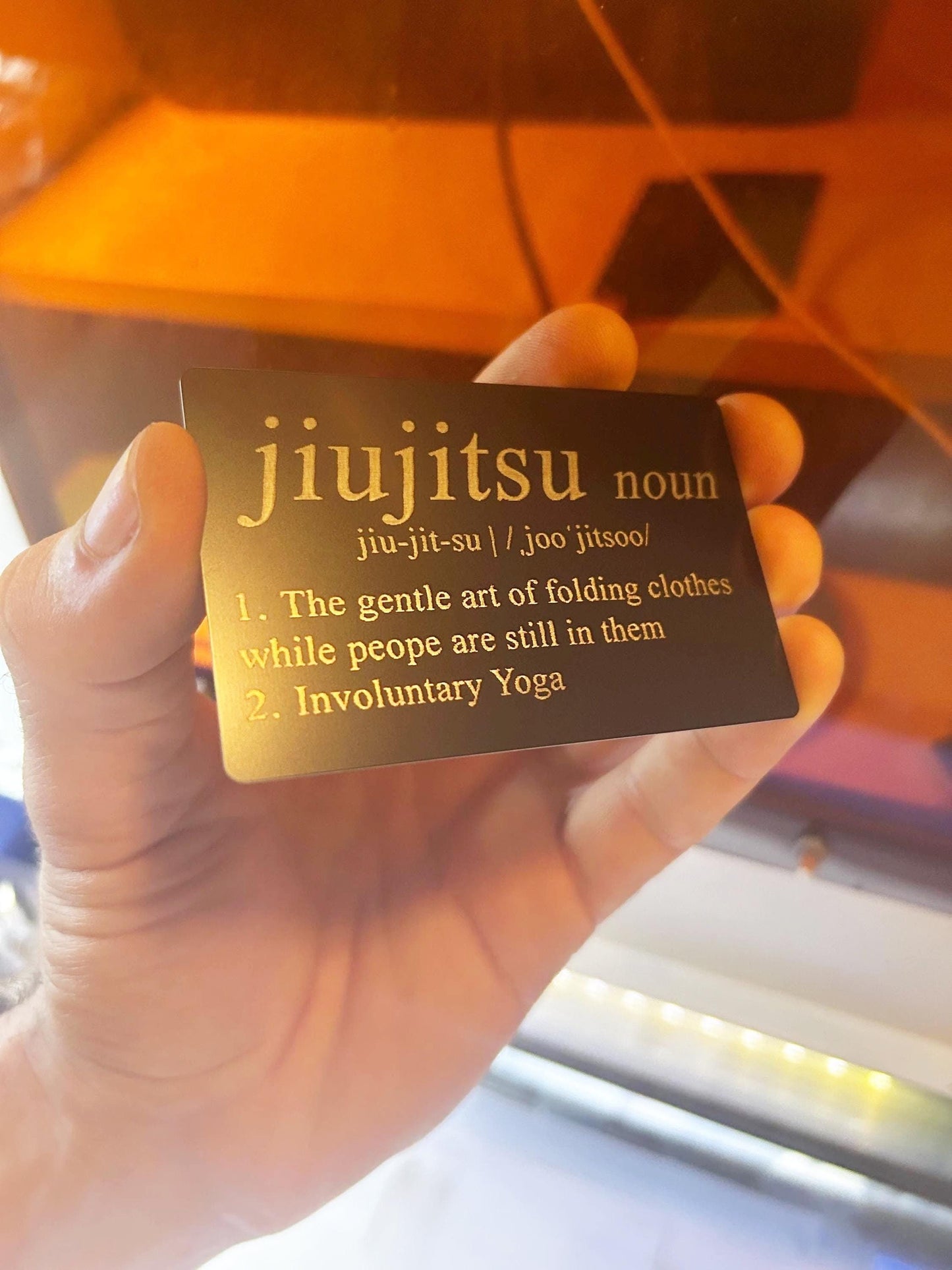 Jiu Jitsu Metal Gag Definition Gift, Laser Engraved Mixed Martial Arts, BJJ, Contact Sport, Novelty Gifts for Fighters, Athletes, Fight Fans