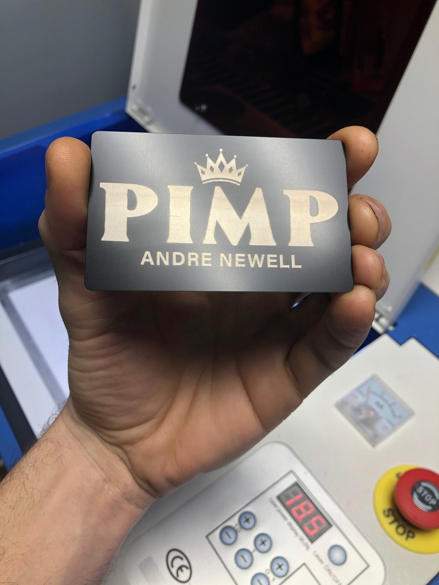 For Big Pimps Only: Personalized Metal Laser Engraved Gag Card - Funny White Elephant Gift