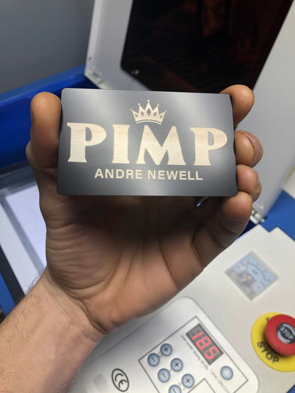 For Big Pimps Only: Personalized Metal Laser Engraved Gag Card - Funny White Elephant Gift