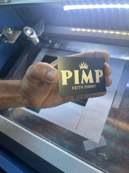 For Big Pimps Only: Personalized Metal Laser Engraved Gag Card - Funny White Elephant Gift