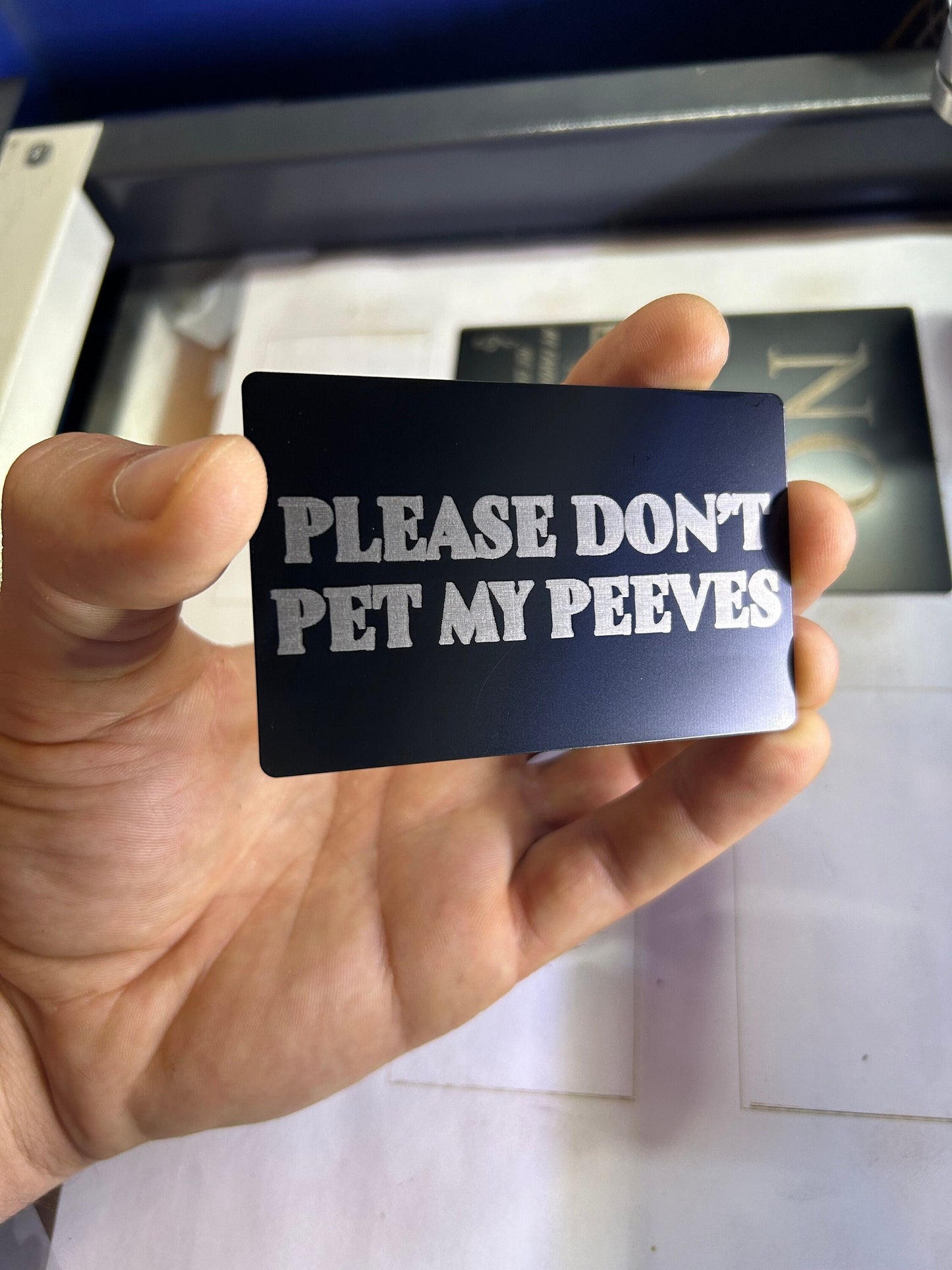 Anodized Aluminum Laser Engraved Funny Cranky Pet Peeve Joke Novelty Gift Card
