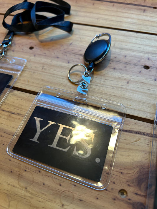 Metal "YES / NO" Lanyard ID Badge, Decision Maker, Funny Joke Card, Quick Release Clip Badge Reel, Gag Gifts Custom Engravings Available