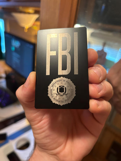 Cosplay FBI Metal Business Card Wallet Insert/Badge