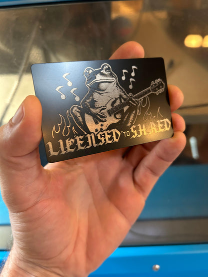 "Licensed to Shred" metal keepsake gift card