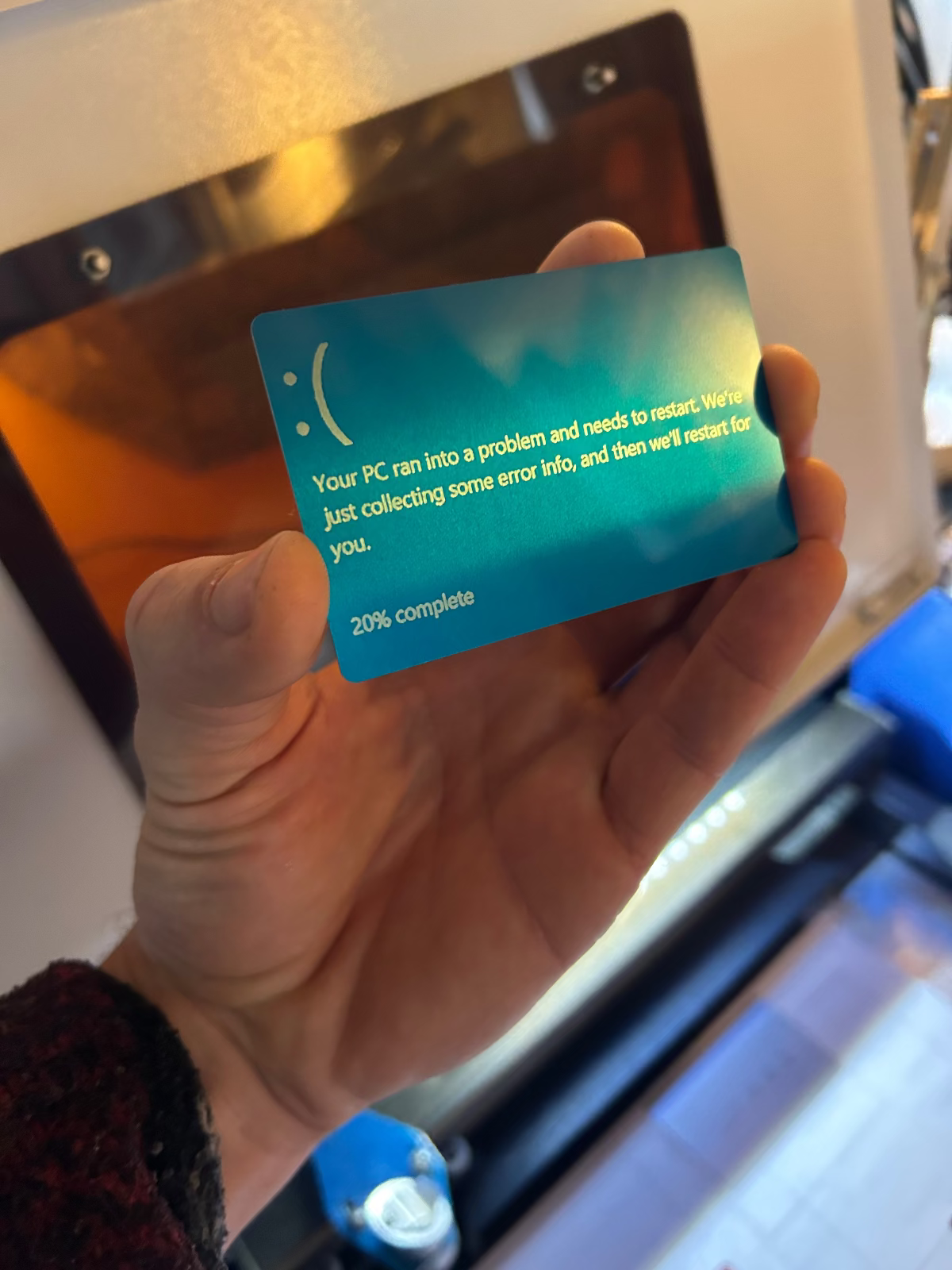 Metal blue screen of death funny gift card