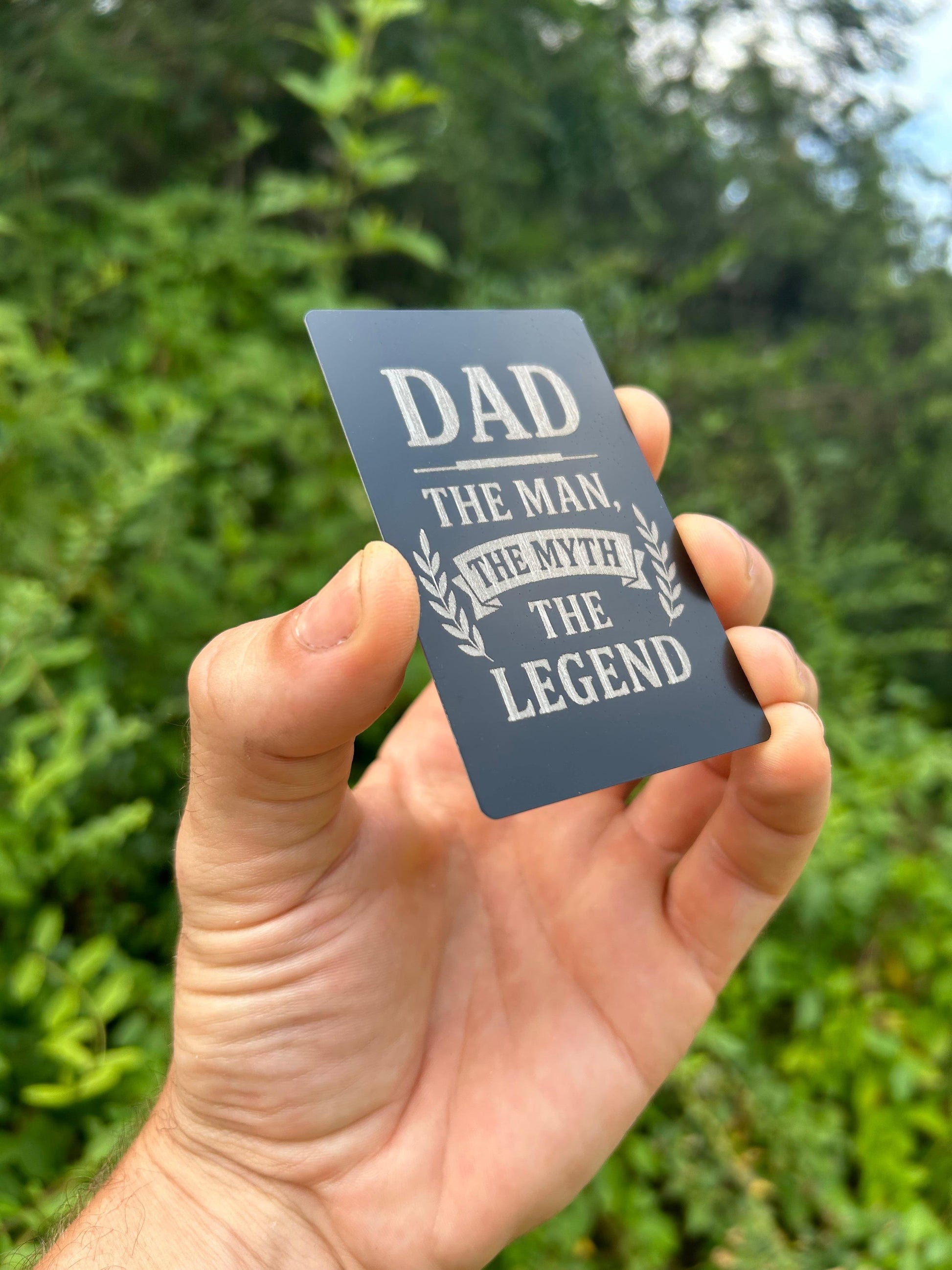 Metal father's day card "Dad: The Man, The Myth, The Legend"