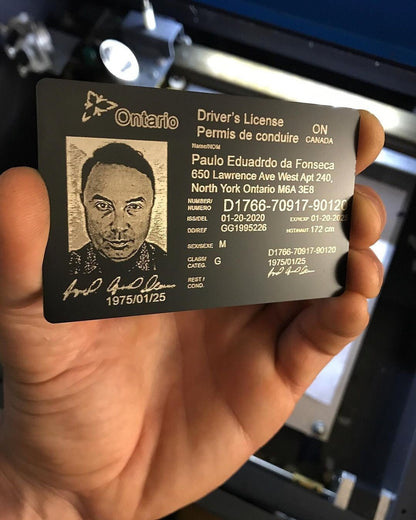 custom laser engraved driver license metal keepsake card