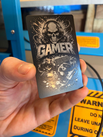 Laser engraved metal Gamer Card