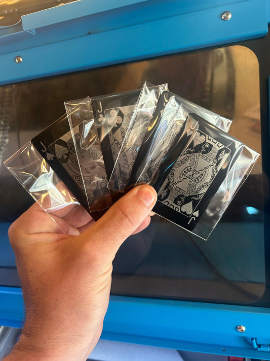 Laser engraved metal Jack playing cards in 4 suits