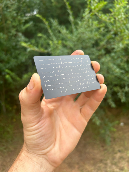 Metal Morse Code Card, Outdoors