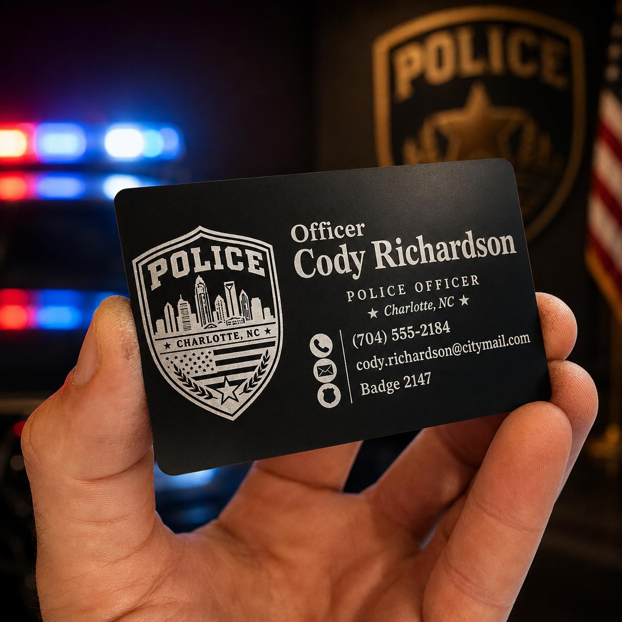 Officer metal business card