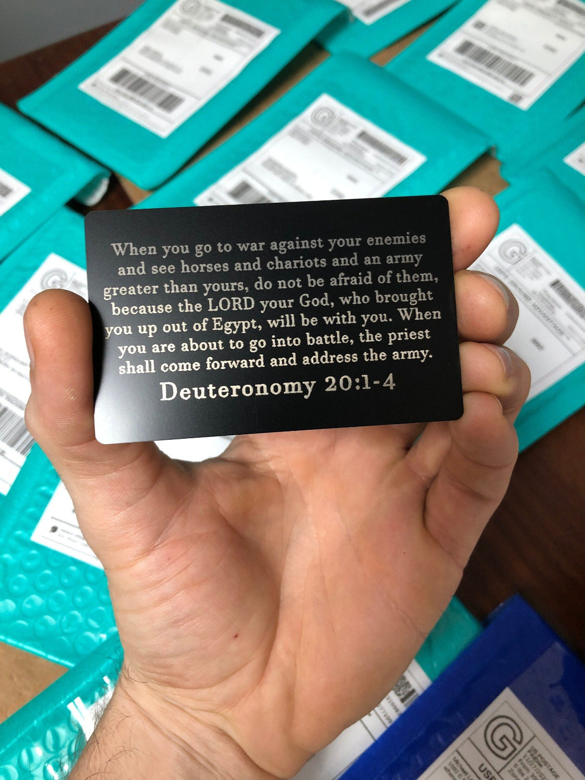 Laser engraved metal bible card
