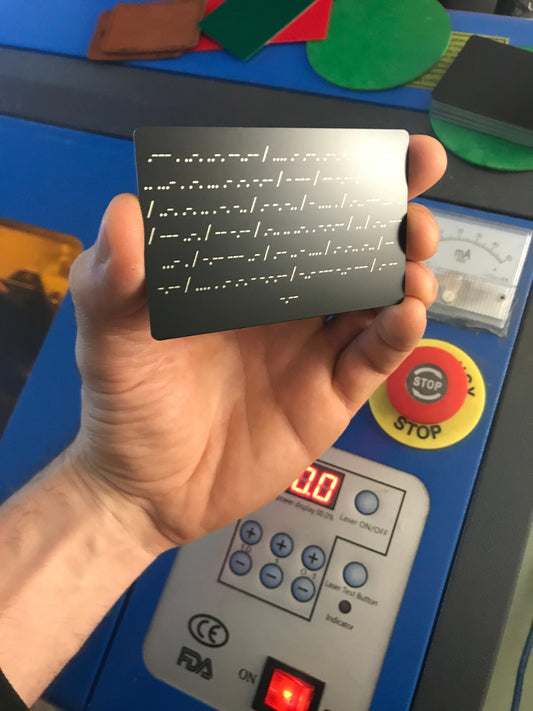 metal morse code keepsake card with personalized message
