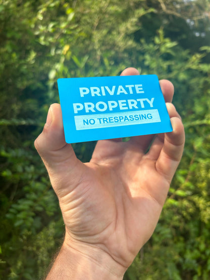 mini no trespassing door sign