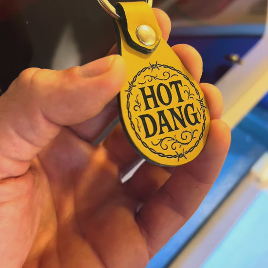 Hot Dang! Leather keychain key fob